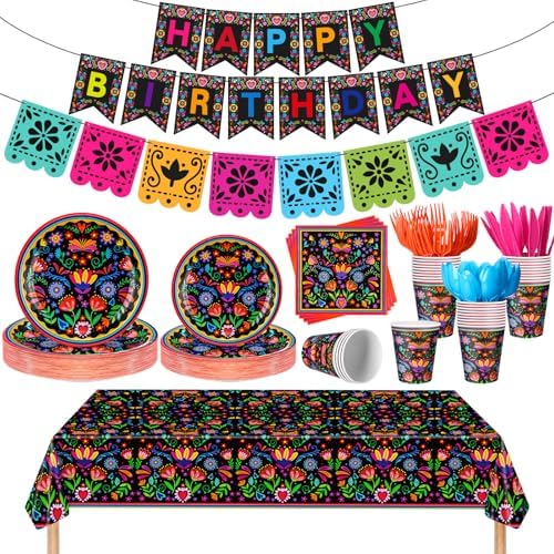 Domensi Mexican Fiesta Party Supplies Set 144 Pcs