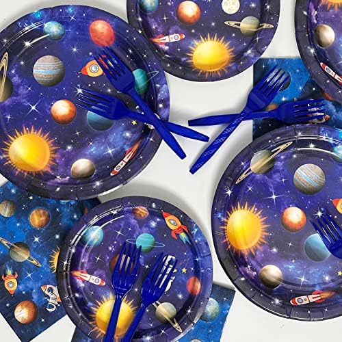 Space Theme Party Tableware Set for 24 Guests