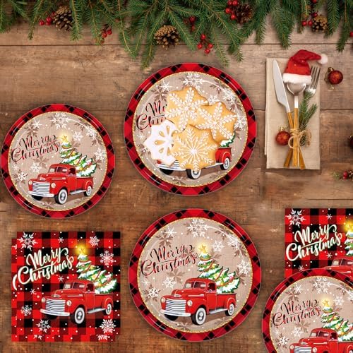 Christmas Paper Plates and Napkins Set for 24 Guests