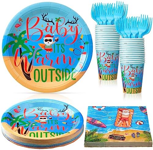 Zubebe 120 Pcs Christmas Party Decor Plates Set