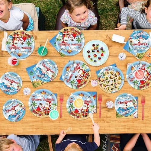 96PCS Summer Christmas Party Decor Plates Napkins Set