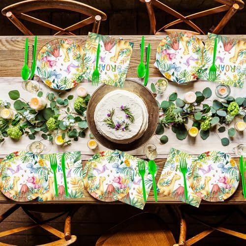 Dinosaur Birthday Party Tableware Set for 24 Guests