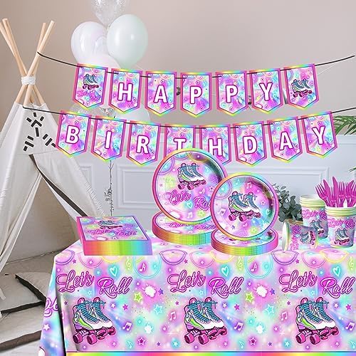 142Pcs Roller Skating Birthday Tableware Set