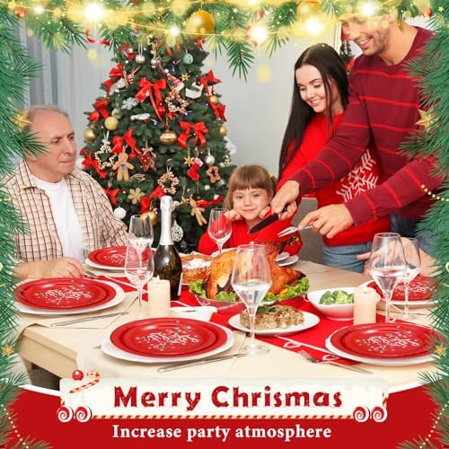 Lounsweer 96 Pcs Christmas Party Supplies Plates Napkins Set