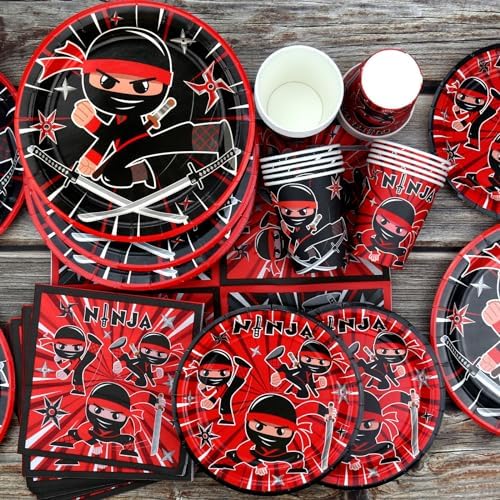 Ninja Birthday Party Plates Set for 40 Guests