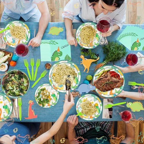 CANREVEL 96 PCS Dinosaur Party Plates Set