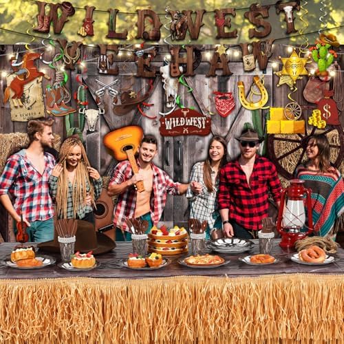 Zhehao 142 Pcs Western Cowboy Party Decor Set