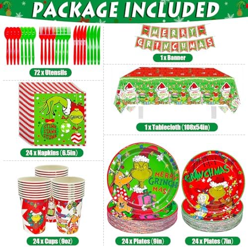 185Pcs Green Monster Christmas Decorations