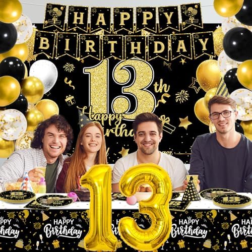 145 Pcs 13th Birthday Party Supplies for 24 Guests
