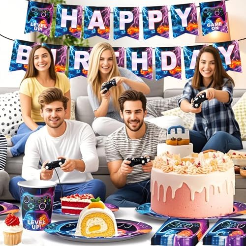 Gamer Birthday Decorations Set for 20 Guests