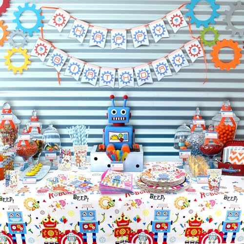Robot Birthday Party Plates Set for Kids and Baby Shower