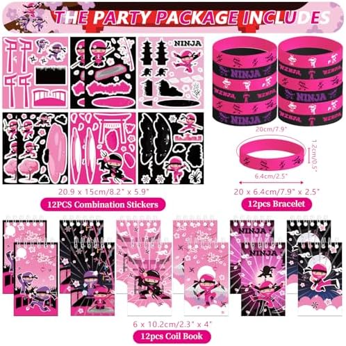 122PCS Girl Ninja Party Favors Set for Baby Shower