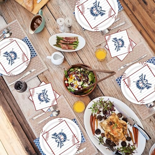 50 Pcs Baseball Party Plates and Napkins for Birthday