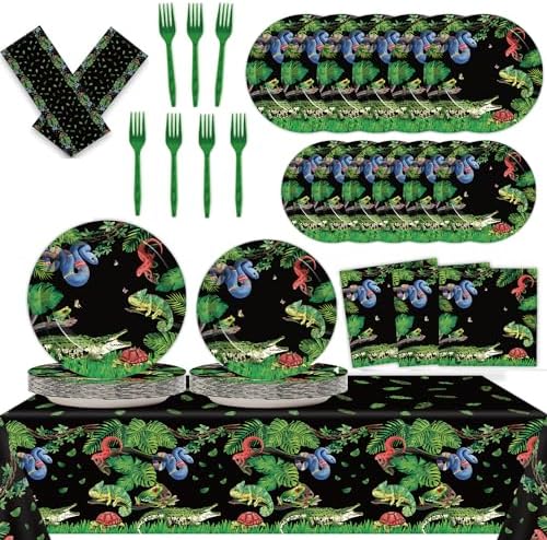 Reptile Lizard Snake Birthday Tableware Set for 24 Guests