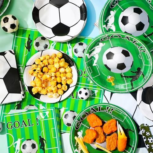 180 Pcs Soccer Party Decorations Plates Napkins Set