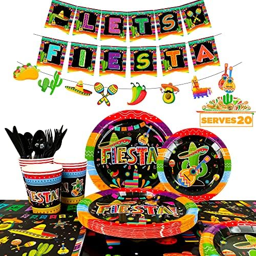 Mexican Fiesta Party Supplies 161pcs Set for 20 Guests