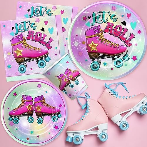 Roller Skate Birthday Party Supplies Set for 24