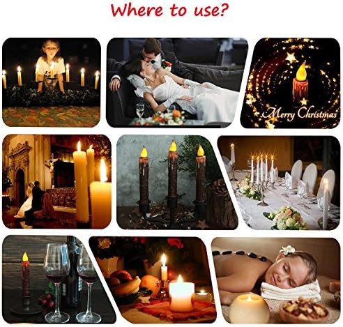 CVHOMEDECO Real Wax LED Timer Candles 6-34 Inch 2 Pack