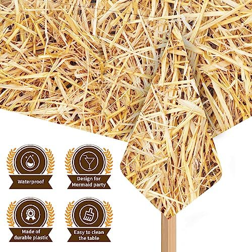 4PCS Straw Tablecover Hay Bales for Farm Party Decorations