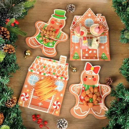 48 Count Christmas Gingerbread Plates Set for Party Decorations