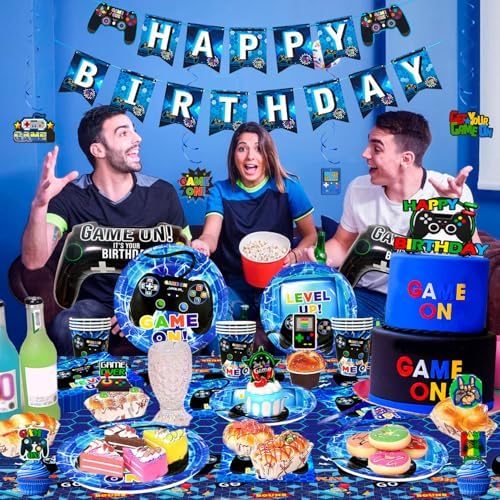 213pcs Video Game Birthday Party Decorations Set for Boys