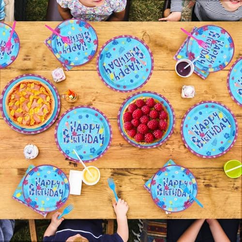 Hawaiian Birthday Plates Napkins Set 24 96Pcs