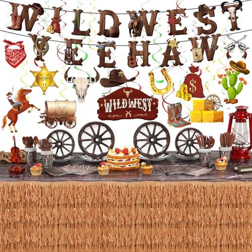 Zhehao 142 Pcs Western Cowboy Party Decor Set