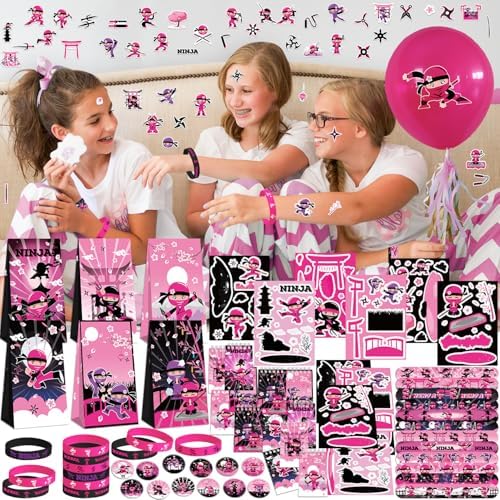 122PCS Girl Ninja Party Favors Set for Baby Shower