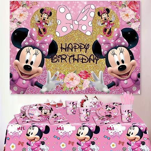 Pink Mouse Themed Party Tableware Set