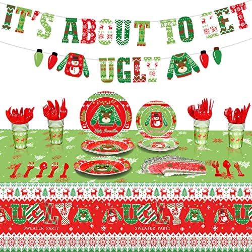 Tiamon 172 Christmas Ugly Sweater Decorations Party Set
