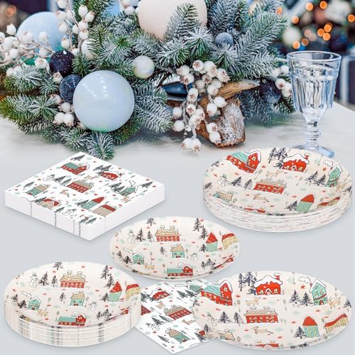 YY 150 Christmas Paper Plates and Napkins Set