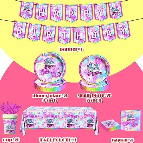 142Pcs Roller Skating Birthday Tableware Set