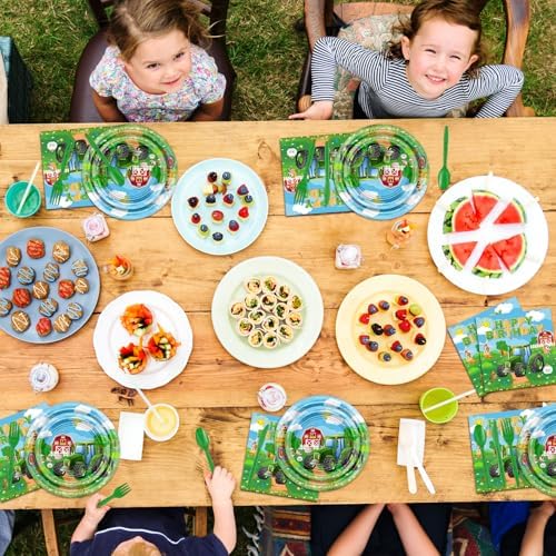 Avezano 192 Pcs Tractor Birthday Plates Napkins Set for 24 Guests