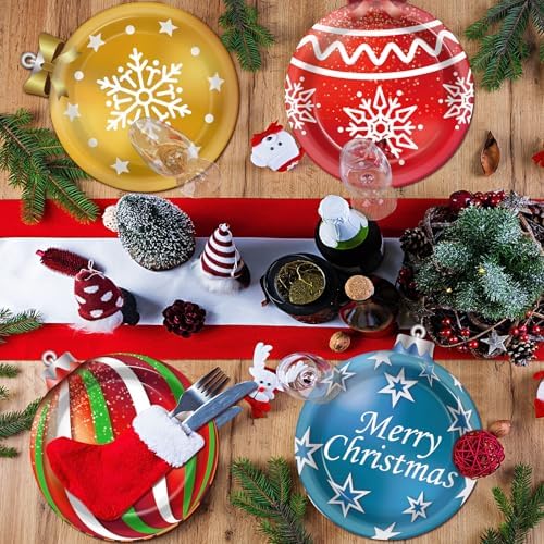 60 Count Christmas Ball Shaped Paper Plates Set